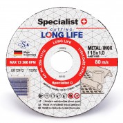 Metalo pjovimo diskas LONG LIFE 115x1x22 mm, Specialist+