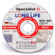 Metalo pjovimo diskas LONG LIFE 125x1,6x22 mm, Specialist+